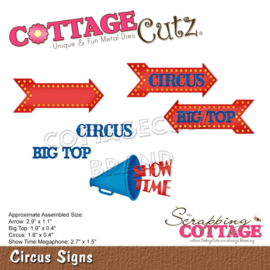 CC858 CottageCutz Dies Circus Signs .4" To 2.9"