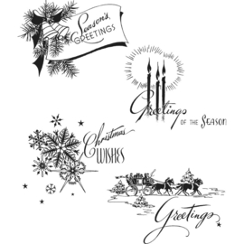 CMS 353 Tim Holtz Cling Stamps Holiday Greetings 7"X8.5"