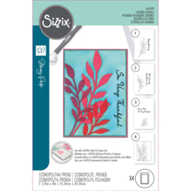 666589 Sizzix A6 Layered Cosmopolitan Stencils Frond By Stacey Park 4/Pkg