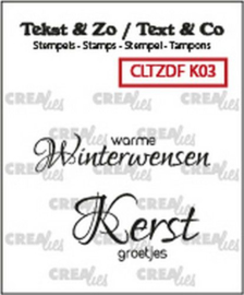 130505/6203 Crealies Clearstamp Tekst & Zo Duo Font Kerst 03 (NL) CLTZDFK03 40x9mm - 29x16mm