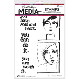 542988 Dina Wakley Media Cling Stamps Soul & Heart 6"X9"