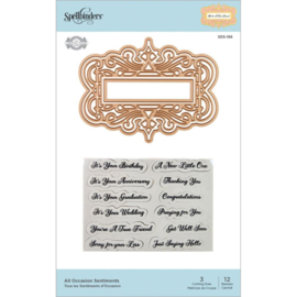 SDS166 Spellbinders Flourished Fretwork Stamp & Die All Occasion Sentiments By Becca Feeken