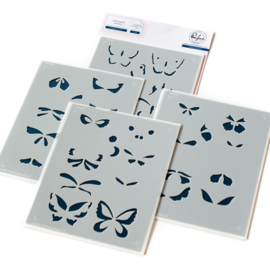 PF118821 Pinkfresh Studio Stencils Small Butterflies 4.25"X5.25" 4/Pkg