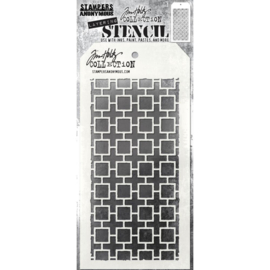 THS 157 Tim Holtz Layered Stencil Linked Square 4.125"X8.5"