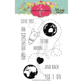 624364 Colorado Craft Company Clear Stamps To The Moon-Whimsy World 4"X6"