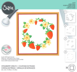 666528 Sizzix  Layered Stencils by Jennifer Ogborn Strawberry Wreath