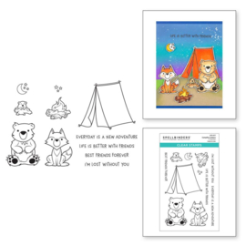 STP077 Spellbinders Clear Acrylic Stamps Campfire Critters