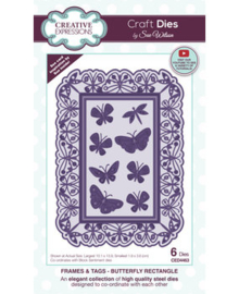 CED4463 Sue Wilson Craft Die Frames & Tags Butterfly Rectangle