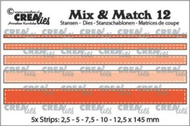 CLMix12 Crealies Mix & Match strips met stiklijn