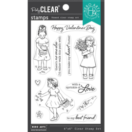 668409 Hero Arts Clear Stamps Flower Girls 4"X6"