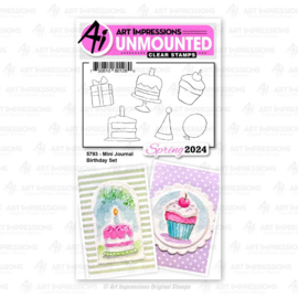 706897  Art Impressions Watercolor Cling Rubber Stamps Mini Journal Birthday