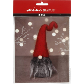 977403 Creativ Company Mini Hobbyset, kerstkabouter met grijze baard, 13 cm
