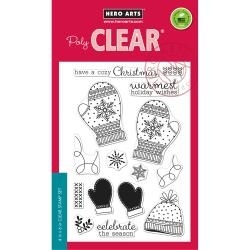HA-CL999 Hero Arts Clear Stamps Holiday Mittens 4"X6"
