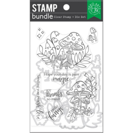 697243 Hero Arts Clear Stamp & Die Combo Hello Fungi