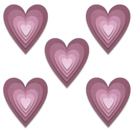 665858 Sizzix Thinlits Die Set 25PK Stacked Tiles Hearts Tim Holtz