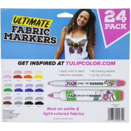 655323 Tulip Fabric Markers Brush & Fine Tip Rainbow 24/Pkg