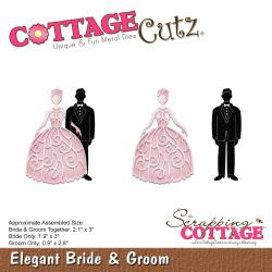 059087 CottageCutz Dies Elegant Bride & Groom .9" To 3"