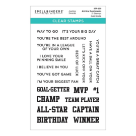 STP209 Spellbinders Clear Stamp Set All-Star Sentiments By Justine Dvorak