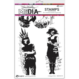 638847 Dina Wakley Media Cling Stamps Collaged Girls 6"X9"