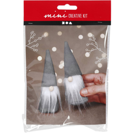 977429 Creativ Company Creative mini kit, Scandinavische kerstkabouters, 12 cm, grijs