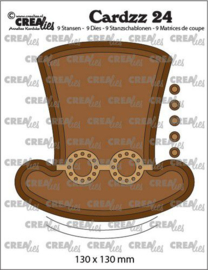 CLCZ24 Crealies Cardzz no 24 Steampunk hoed +bril