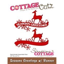 439896 CottageCutz Die Seasons Greetings W/Banner