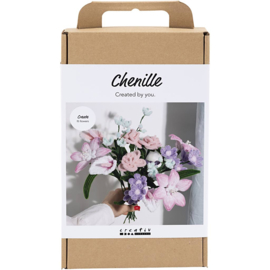 977761 Creativ Company Hobbyset Bloemen van Chenilledraad, Bloemen, pastelkleuren