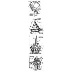 344278 Tim Holtz Mini Blueprints Strip Cling Rubber Stamps Birthday