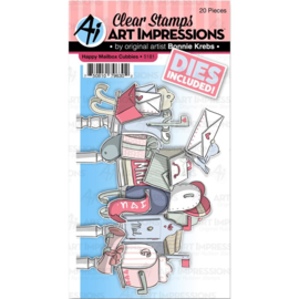 605204 Art Impressions Critter Cubbies Clear Stamp & Die Set Happy Mailbox