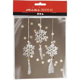977483 Creativ Company Mini Hobbyset Haken, Sneeuwvlokken, wit
