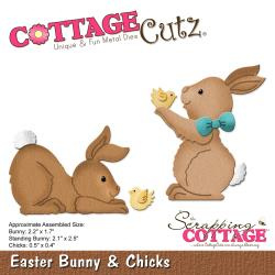 303266 CottageCutz Elites Die Easter Bunny & Chicks, .05" To 2.2"