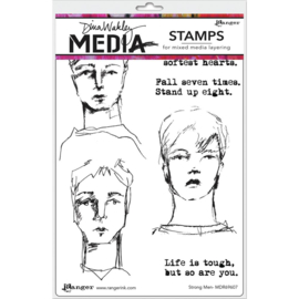 617335 Dina Wakley Media Cling Stamps Strong Men 6"X9"