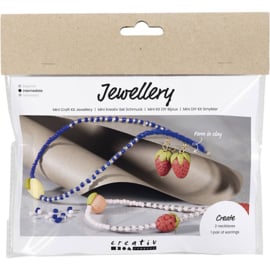 977725 Creativ Company Mini Hobbyset Sieraden, Halsketting en oorbellen, koningsblauw