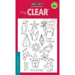 HA-CL988 Hero Arts Clear Stamps Origami Happy Holidays 4"X6"