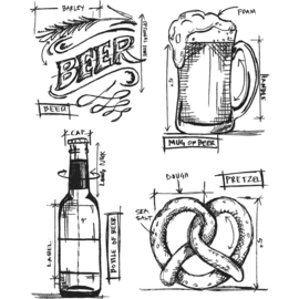 CMS 334 Tim Holtz Cling Stamps Beer Blueprint 7"X8.5