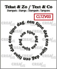 CLTZV03 Crealies Clearstamp Tekst & Zo Rond: een fijne dag