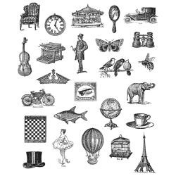 CMS 164 Tim Holtz Large Cling Rubber Stamp Set Tiny Things