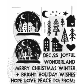 CMS 472 Tim Holtz Cling Stamps Festive Print 7"X8.5"