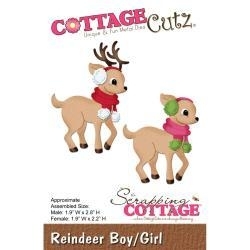 416425 CottageCutz Die Reindeer Boy/Girl, 1.9"X2.8"