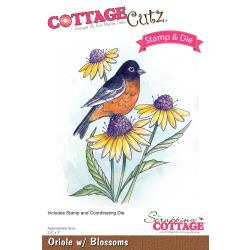 091564 CottageCutz Stamp & Die Set Oriole W/Blossoms 2.5"X3"