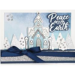 663163 Sizzix Framelits Die & Stamp Set Church, Peace On Earth By Katelyn Lizardi 9/Pkg