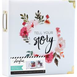 380267 Heidi Swapp Storyline2 D-Ring Album White Floral 8.5"X11"