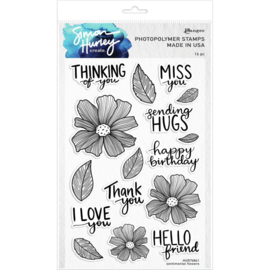 HUR76841 Simon Hurley create. Cling Stamps Sentimental Flowers6"X9"