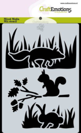 185070/0121 CraftEmotions Mask stencil Magic Forest - dieren Carla Creaties