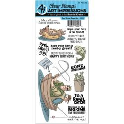 484508 Art Impressions Work & Play Clear Stamp Set Reel Great Guys