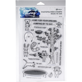 HUR67252 Simon Hurley Cling Stamps  Trampoline Friends