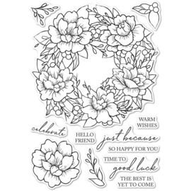 633278 Memory Box Clear Stamps Peony Garden Wreath