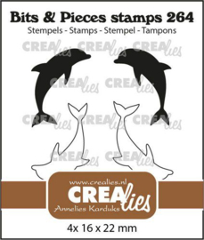 CLBP264 Crealies Clearstamp Bits & Pieces Dolfijnen 4x