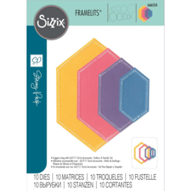 666554 Sizzix Fanciful Framelits Die Set Belinda Stitched Hexagons By Stacey Park 10/Pkg