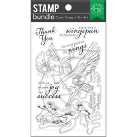 706201 Hero Arts Clear Stamp & Die Crane Wishes Combo